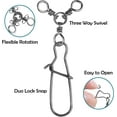 thumbnail image 4 of 3 Way Snap Swivels Fishing Tackle, 25pcs High Strength T-Turn Fishing Swivels with Snaps Saltwater Fishing Lure Connectors for Trolling Catfish Rig, 4 of 7