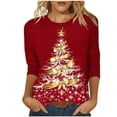 thumbnail image 2 of Mifsaly Plus Size Christmas Shirts for Women 3/4 Sleeve Loose T-Shirts Merry Xmas Tree Print Crewneck Tops Pullover Family Party Funny Blouse 2025 Holiday, 2 of 5