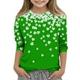 thumbnail image 4 of Blouse Imprimée pour la Saint-Patrick pour Filles, Haut en Polyester à Manches 3/4 et Col Rond, Léger et Doux pour l'Été et le Printemps, 4 of 5