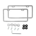 thumbnail image 1 of Unique Bargains 2 Pcs Stainless Steel Car Front Rear License Plate Frame Bracket w Screw Caps 2 Hole-Black, 1 of 8