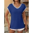 thumbnail image 3 of Women'S Sleeveless Sweater Casual V Neck Cap Sleeve Knit Pullover Tank Tops Gem Blue L, 3 of 7