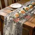 thumbnail image 2 of Tea Time 4.5ft Cheesecloth Table Runner for Wedding 19"x55", Vintage Roses Coffee Cup Romantic French Country Script Kitchen Dinner Sheer Tulle Chiffon Dresser Scarf, Holiday Party Decorations, 2 of 9