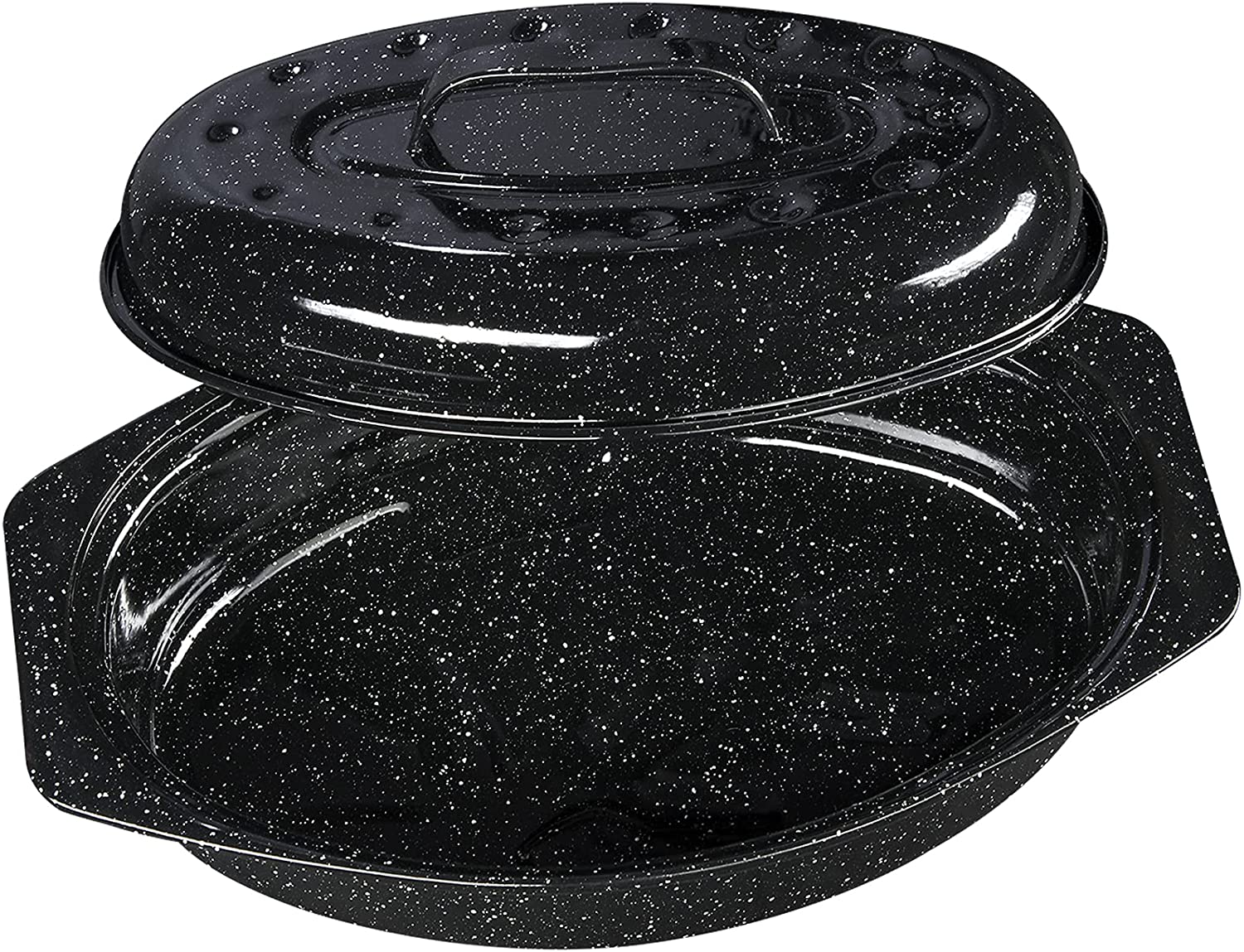 Granite Ware 13 inch oval roaster with Lid. Enameled steel design to accommodate up to 7 lb poultry/roast. Resists up to 932°F - image 2 of 7