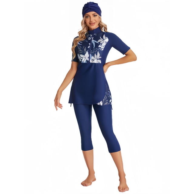 KXCFCYS Maillot de Bain Modeste à Manches Courtes Burkini Islamique Hijab pour Femmes