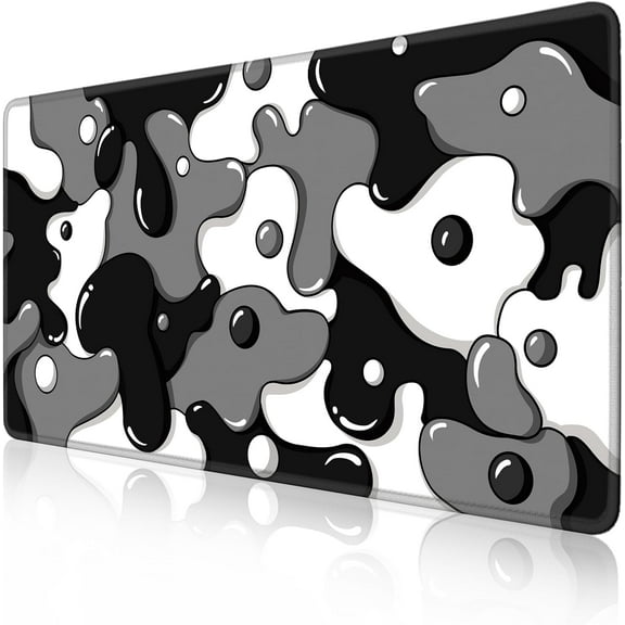 Gaming Laptop Mouse Pad,Grey Black White Big Desk Pads PC Keyboard Waterproof and Non-Slip 31.5 x 15.7inches 3mm Thick XL,XXL Rubber Table Mat, Black Spotted Dog Mouse Pads