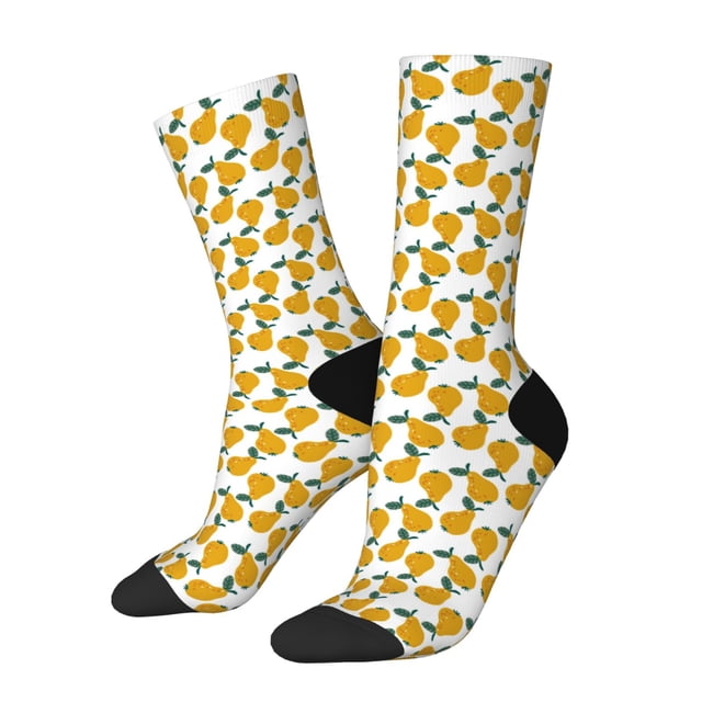 Fotbe Yellow Pears Calcetas Largas con Estampado para Hombre y Mujer – Calcetas de Compresión Transpirables y Elásticas, Viajar y Uso Diario Talla 5-11