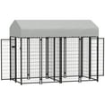 thumbnail image 2 of PawHut Outdoor Dog Kennel with Two-Room Design, Large Dog Run with Water-Resistant & Sun-Proof Cover, for Small, Medium, Large Dogs, 8' x 4' x 6', 2 of 9