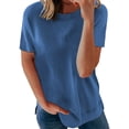 thumbnail image 1 of Womens Striped Color Block Short Sleeve Causal Blouses T Shirts Tops, 1 of 4
