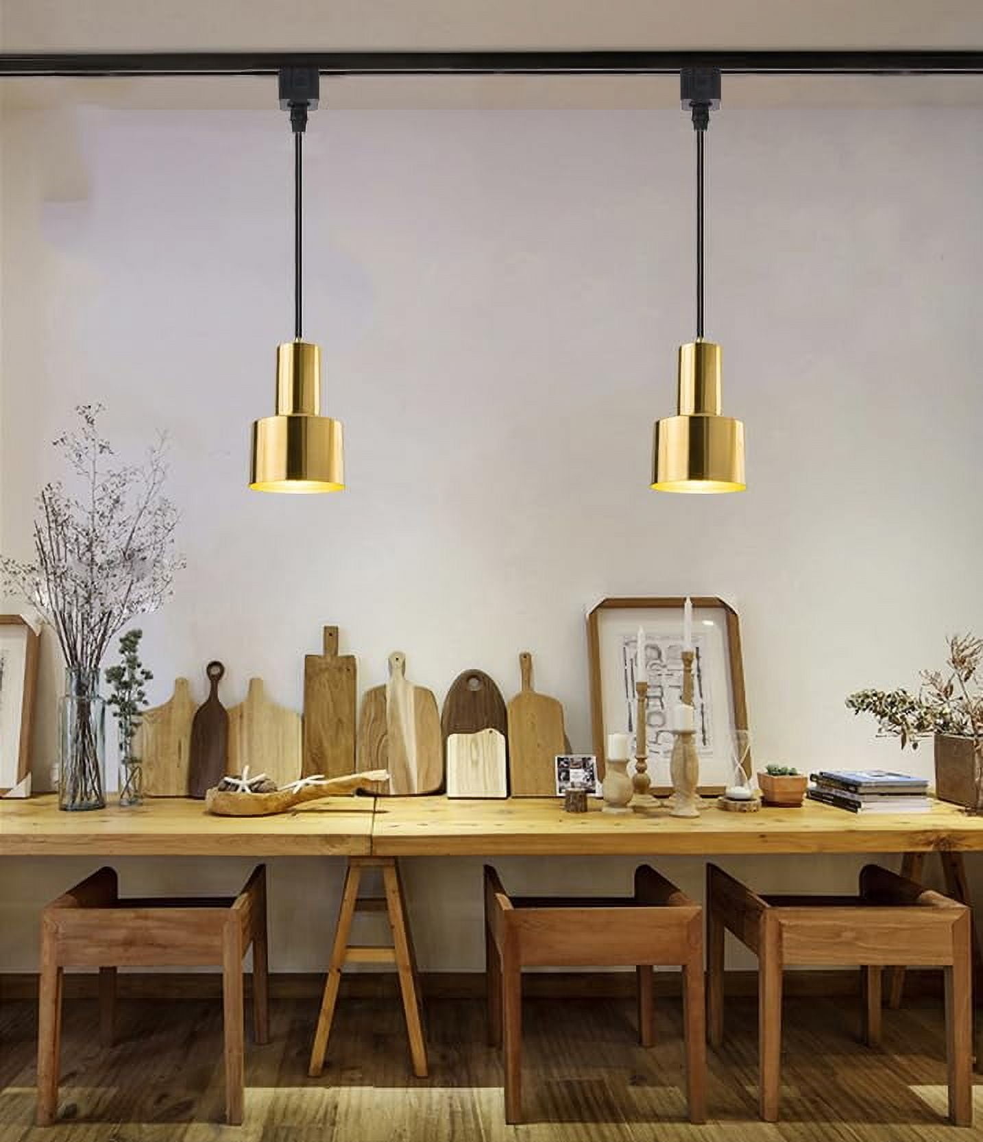 KAYYELAMP H-Type Gold Bronze Track Lighting E26 Base 29.5 Inches Black Cord Vintage Design for Kitchen Restaurant(No Bulb, Track)