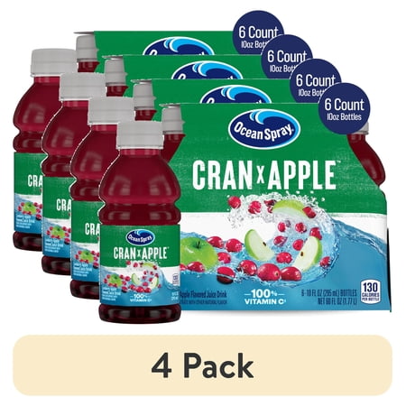 (4 pack) Ocean Spray® Cran-Apple™ Cranberry Apple Juice Drinks, 10 fl oz Bottles, 6 Count