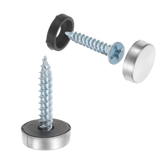 12pcs Screw Covers Caps, 12mm Dia Stainless Steel Flat Gasket Mirror Screws