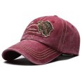 thumbnail image 3 of PMVFHDE Casquette de Baseball Unisexe Style Patch Lettre Rétro Délavé Bord Incurvé pour Hommes et Femmes Rouge Brique, 3 of 3