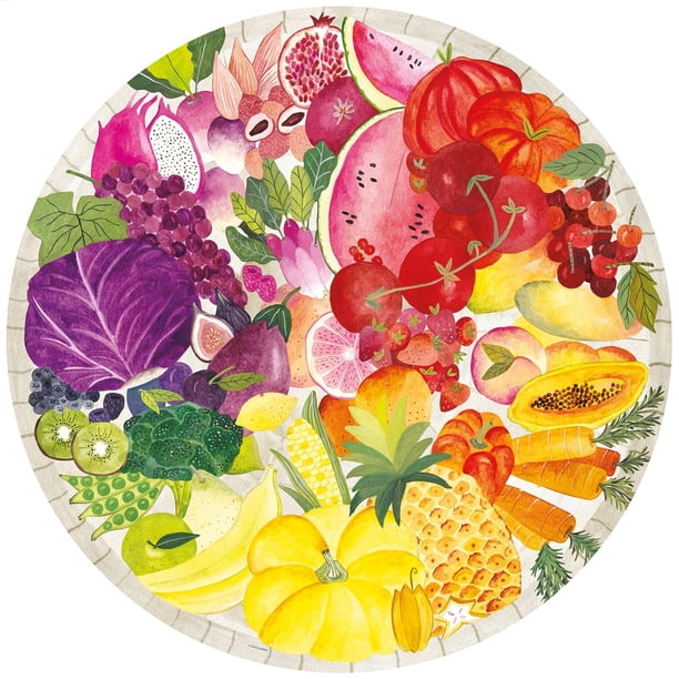 Ravensburger Círculo de colores: Rompecabezas redondo de 500 piezas de frutas y verduras para adultos y niños - Tecnología única Softclick | Acabado mate vibrante | Materiales forestales sostenibles