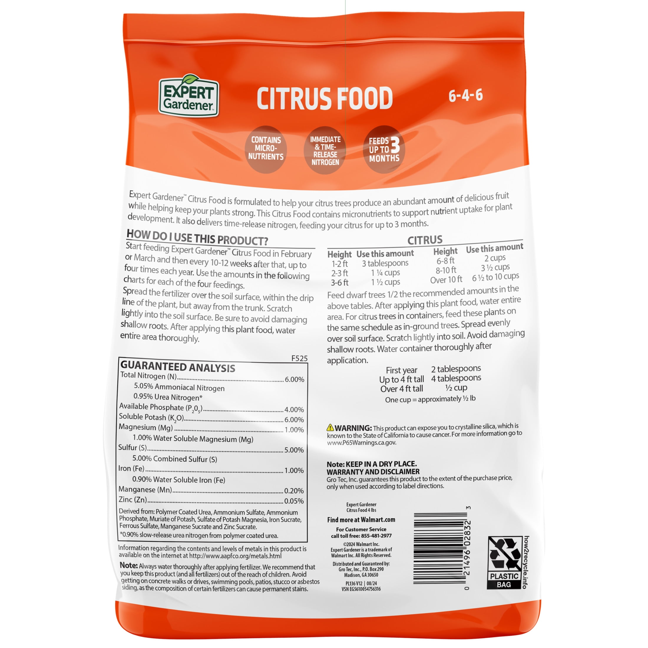 Expert Gardener Citrus Plant Food Fertilizer 6-4-6, 4 lb.