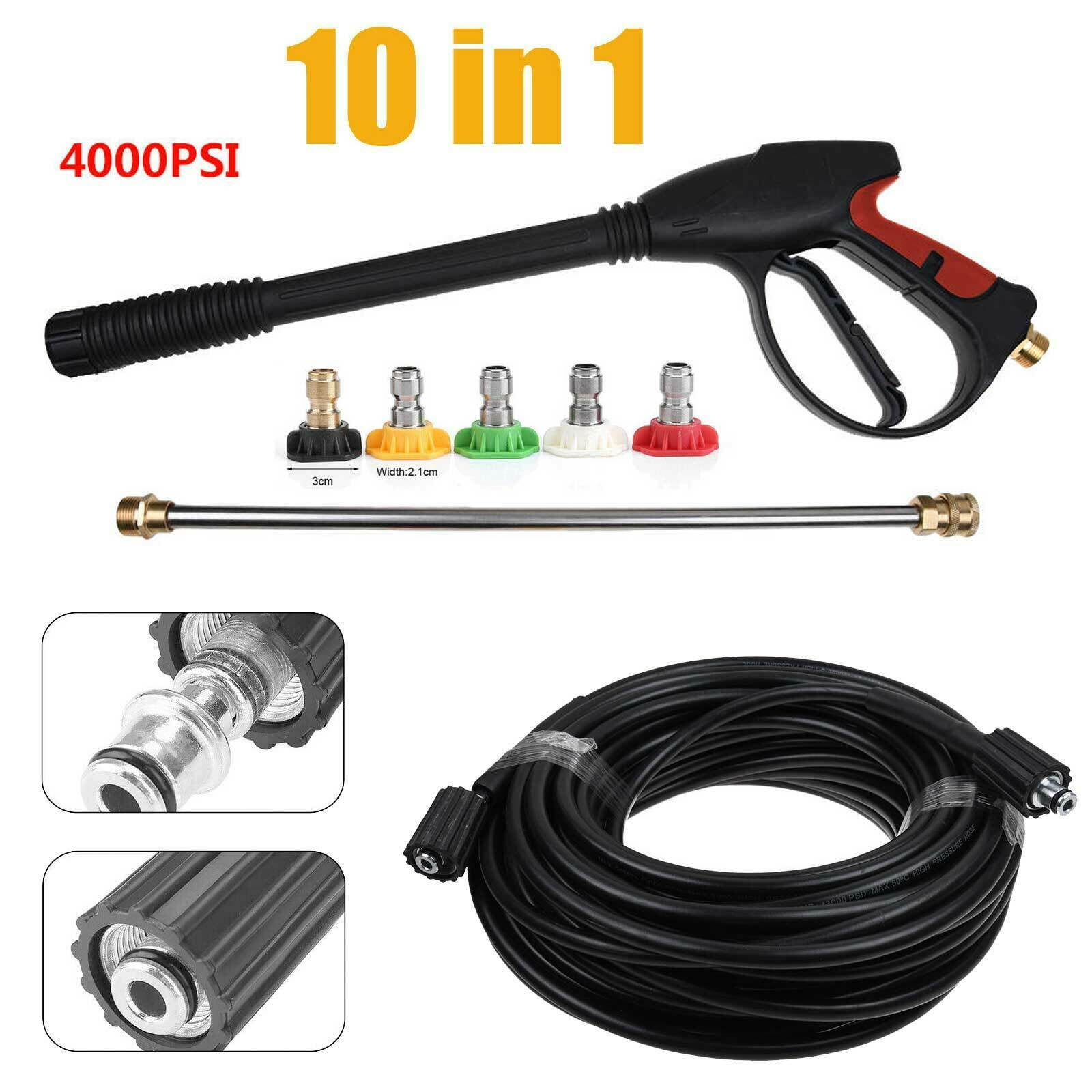 High Pressure Washer Spray Gun 4000PSI Car Power Wand M22  with 5 Lance Nozzle Adapter, 25FT Hose Kit