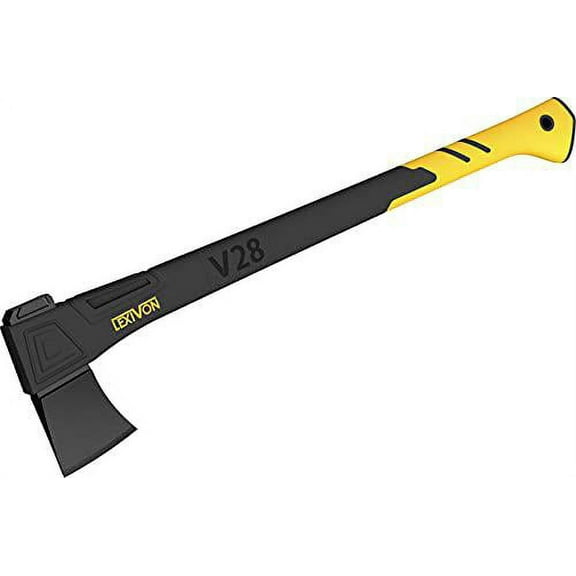Lexivon v28 chopping axe, 28" lightweight fiberglass composite handle & ergonomic tpr grip, protective carrying sheath included (lx-v28)