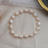 14K Gilded Freshwater Pearl Elastic Wire Bracelet