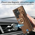 thumbnail image 5 of Wallet Case Compatible with Samsung Galaxy S23 Ultra with Card Holder, 360° Rotation Finger Ring Stand PU Leather Cover Drop Protection with Magnetic Snap Case Cover for Galaxy S23 Ultra - Brown, 5 of 8