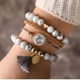 thumbnail image 2 of Pulseras con borlas, pulsera de mármol con corazón, pulsera de perlas (4 piezas), 2 of 6