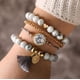thumbnail image 2 of Pulseras con borlas, pulsera de mármol con corazón, pulsera de perlas (4 piezas), 2 of 6