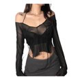 thumbnail image 1 of Qmyliery Women Simple Mesh Long-Sleeved T-Shirt with Adjustable Straps Clothing, 1 of 9