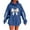 Blue, variant on Fanxing Women's Baseball Hoodies Trendy Cute Bow Oversized Hooded Sweatshirts Casual Drawstring Loose Fit Sweater Pullover Army Green L