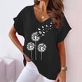 thumbnail image 2 of SWPZC Women's Dandelion Printed V Neck Cotton Linen Casual Bat T Shirt Top Summer Tops Ladies Tee Shirt Flowy Tunic Blouses, 2 of 4