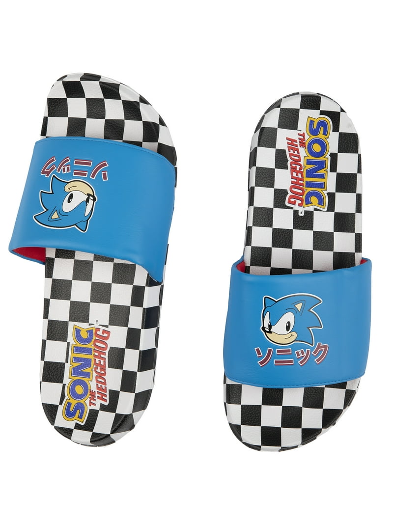Sonic  Blue men’s Slide Sandals Amazon.com | Sonic The Hedgehog Mens Slides - Sonic Comfort  main image 2