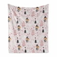 thumbnail image 1 of Wedding Soft Flannel Fleece Blanket, Hand Drawn Pattern of Couple Getting Married Celebration Cakes Flowers Drinks, Cozy Plush for Indoor and Outdoor Use, 50" x 70", Pink White Black, by Ambesonne, 1 of 6