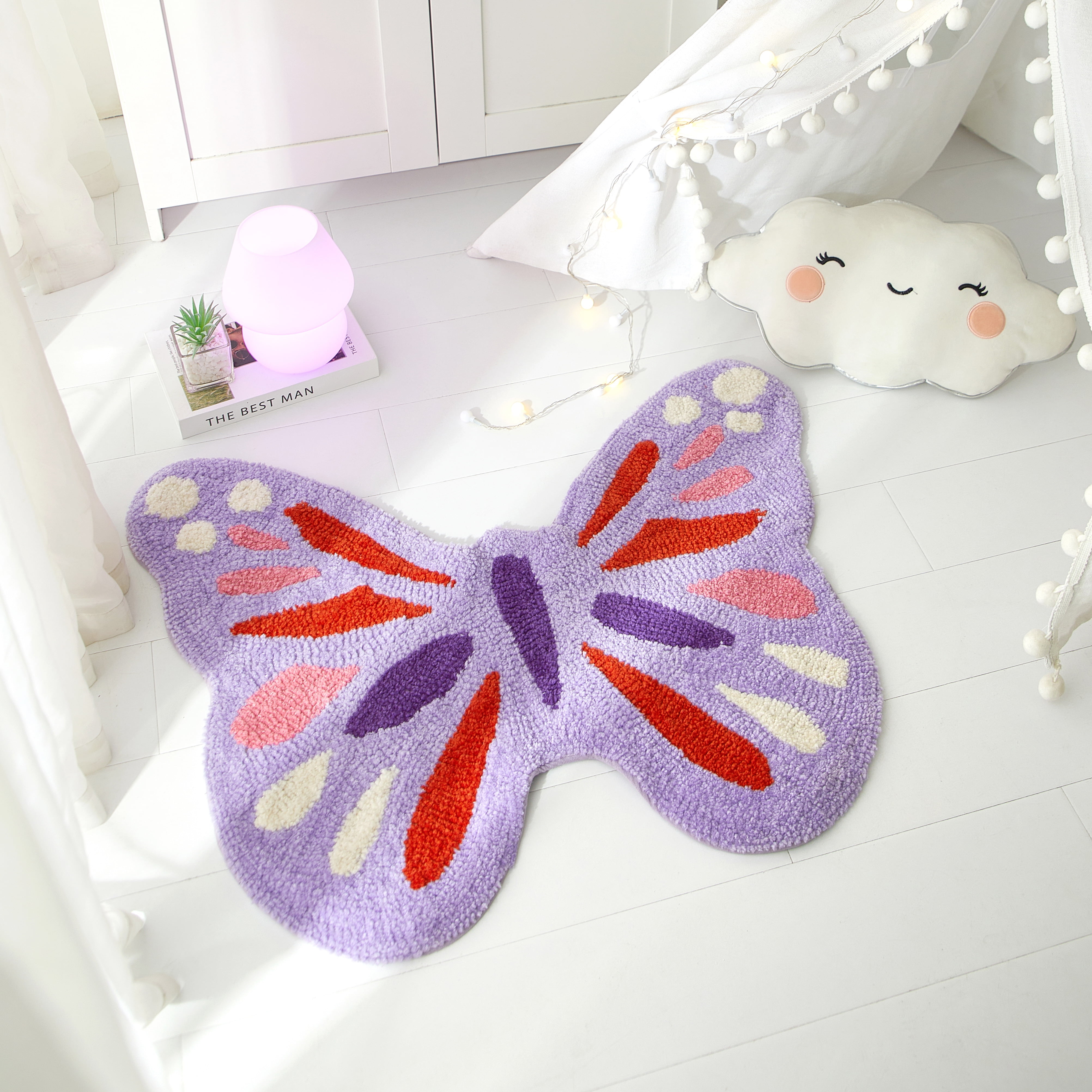 Mainstays 30" x 24" Butterfly Shaped Rug For Adults, Multi-Color