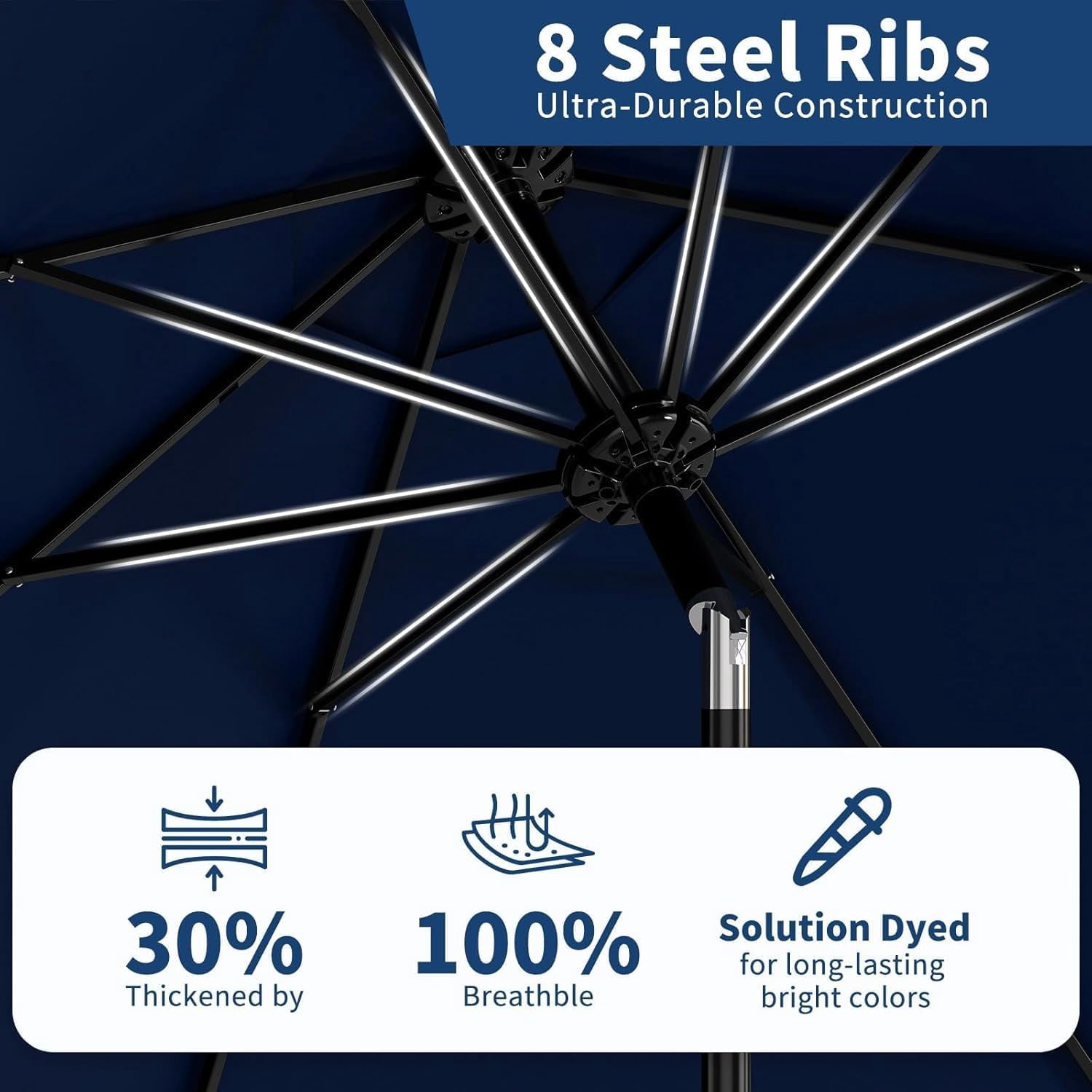 10FT Patio Umbrella Outdoor, Market Table Umbrella with Crank Lift & Push Button Tilt, UV 50+ Waterproof Canopy, 8 Steel Ribs for Pool, Deck, Yard, Garden