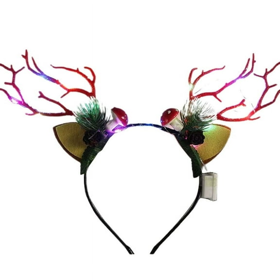 LED Christmas Antler Headband Party Accessories Flashing Christmas Headhoop Festival Party Hairband Holiday Headwear