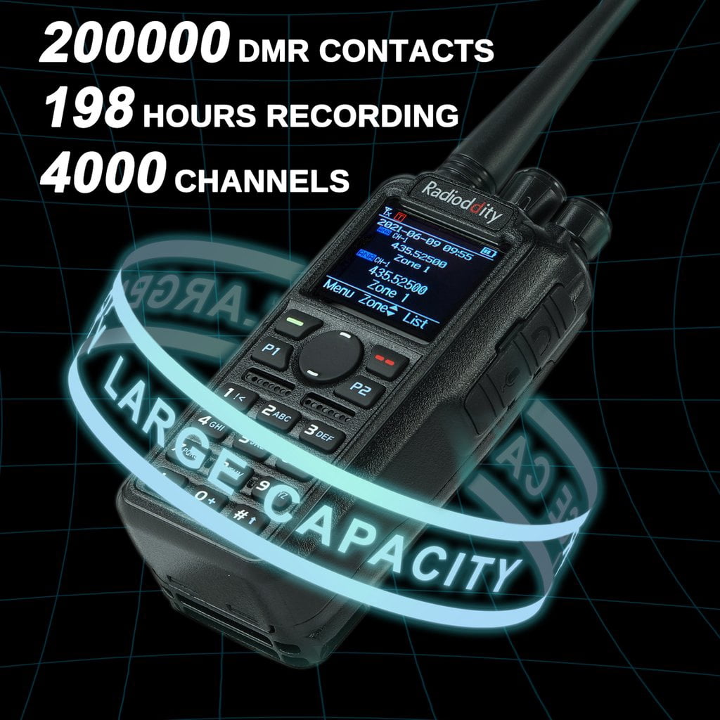 Radioddity GD-AT10G DMR Handheld Ham Radio Digital Analog Long Range 10W UHF, Tier I & II, with GPS APRS, 3100mAh Rechargeable Battery, Work with Hotspot