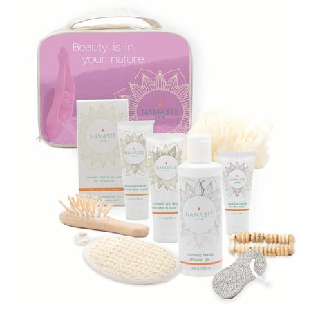 Holiday GiftSet Bath and Body HomeSpa Set with Charcoal Masque, Superfruit Eye Cream, Hand & Body Lotion, Shower Gel, Bath Salt, Shower Pouf, Sisel Sponge, and Much More (11-Piece Lavender Set))