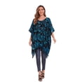 thumbnail image 2 of Beautybatik Dark blue Batik Caftan Boho Hippie Women Tunic Top Blouse Plus Size XL, 2 of 5