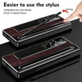 thumbnail image 2 of Case for Samsung Galaxy Z Fold 4 with Stylus & S Pen Holder, Kickstand Alloy CD Camera Protector Vintage Classic Leather Mil-Grade Protection Anti-Scratch Shockproof Protective Case, Rose Red, 2 of 7