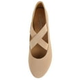 thumbnail image 4 of Forever Women Mary Jane Flats Elastic Cross Strap Round Toe Comfort Dress Ballet Shoes CLARE-33 Nude Beige Taupe Nubuck Suede 5, 4 of 5
