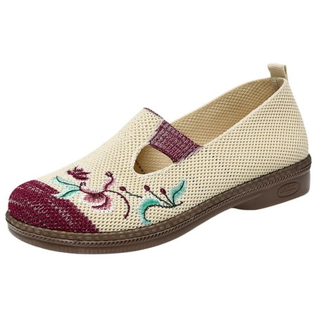 QYZEU White Sneakers for Women Dressy Casual Slip on Shoes Women Women Casual Shoes Fashion New Pattern Simple Flower Print Lightweight Comfortable and Non Slip Shoes Red 41
