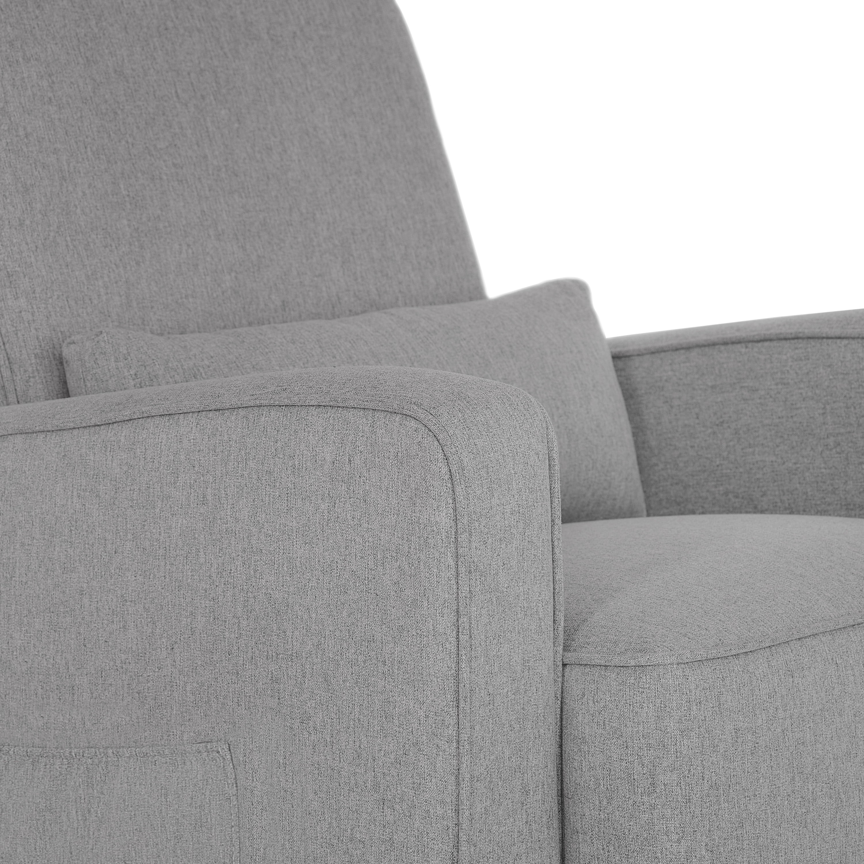 Evolur Holland Upholstered Swivel Glider | Rocker I Included Lumbar Pillow I Modern Design, Luxe Grey