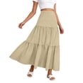 thumbnail image 2 of Maxi Flowy Skirts for Women Summer High Waisted A Line Tiered Pleated Cute Boho Long Skirt, 2 of 7