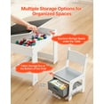 thumbnail image 3 of VEVOR Kids Table and 2 Chairs Set, Toddler Table and Chair Set with Storage Space under the Table, Cloth Storage Box under the Chairs, Wooden Desk for Art, Craft, Reading, Learning, Drawing, White, 3 of 9