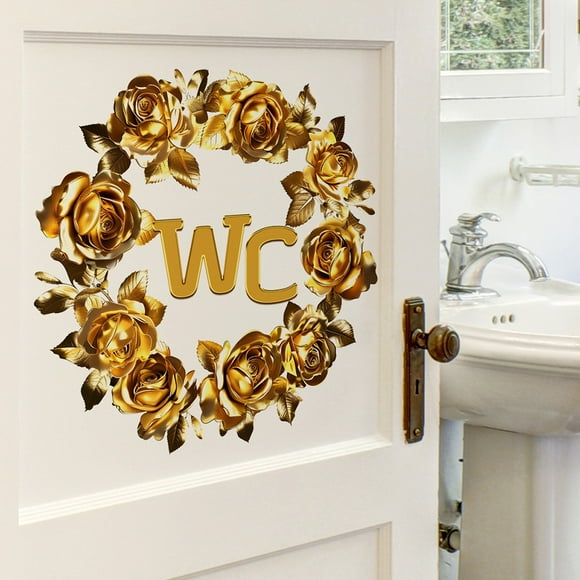Chendee Wc Door Sign Mirror Wall Stickers Self-Adhesion Rose Sticker For Home Decoration