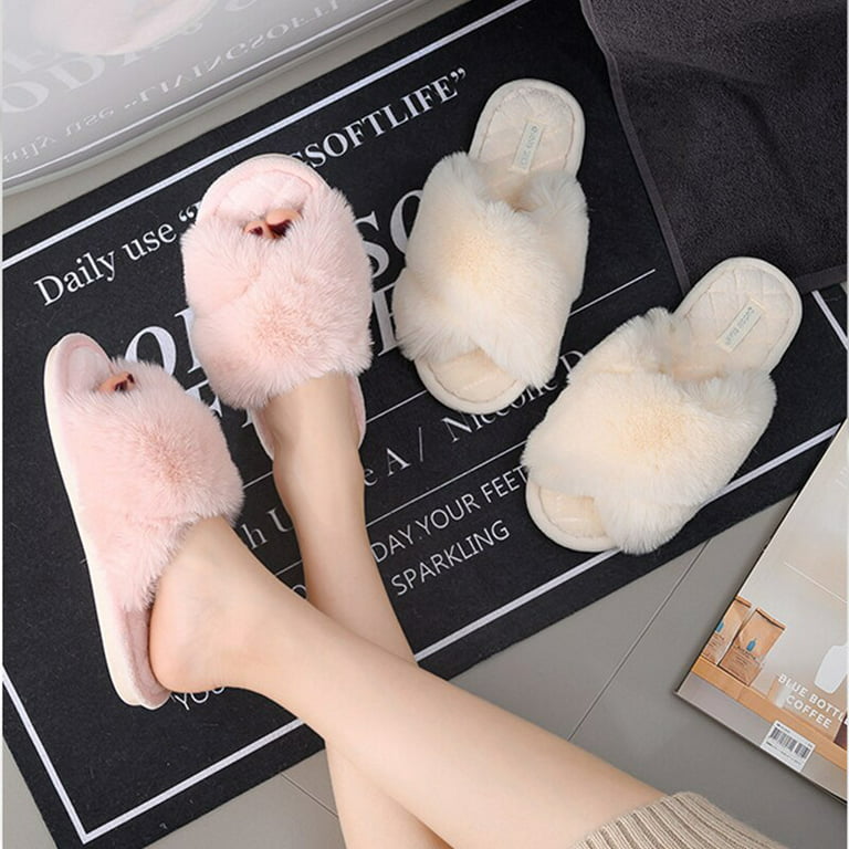 Luxury Chic Curly Fur House Slippers For Women Floor Winter Warm