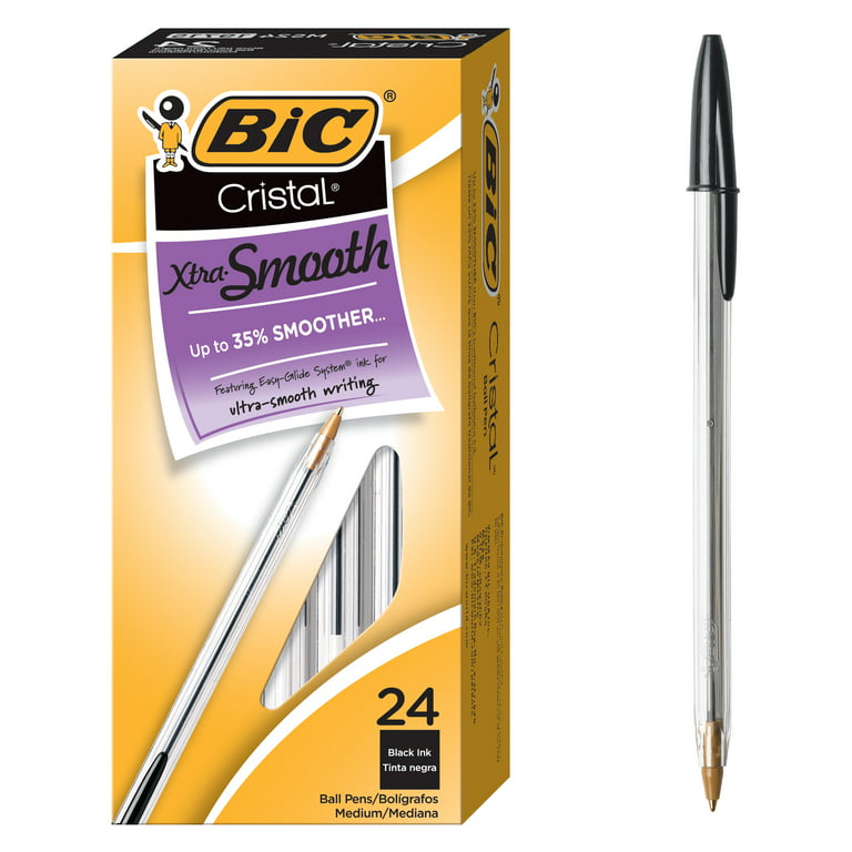 BIC Cristal Xtra Smooth Ball Point Pens, Medium Point (1.0 mm), Black, 48  Count 
