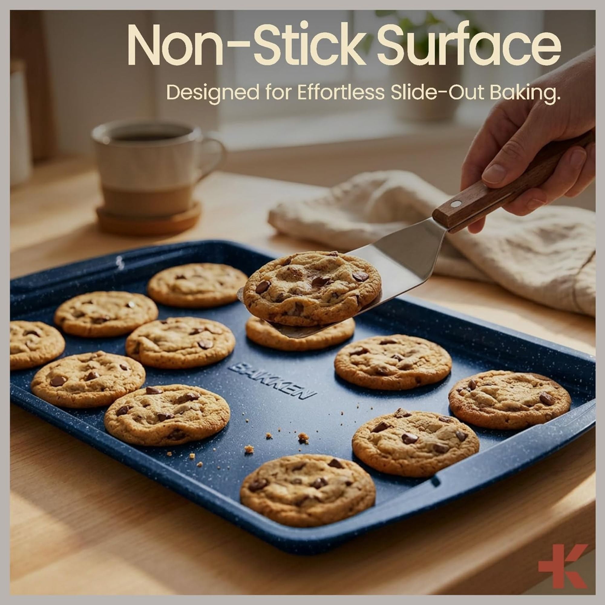 Bakken- Swiss Kitchen Baking Pan Set - Nonstick Blue Marble Coating, Commercial Grade Carbon Steel, Baking Kitchen Essentials, Oven Safe Tray (Up To 450° F), Set of 6