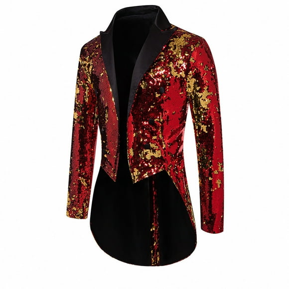 COM1950s Coats for Men, Blazer for Men, Men's Fashion Performance Proscenium Party Swallow-Tailed Coat Full Dress Long Sleeve Turn-Down Collar Blazer, Blazers for Men, Coat for Men, Long Coat Men