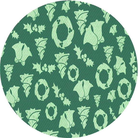 Ahgly Company Machine Washable Indoor Round Transitional Algae Green Area Rugs, 7' Round