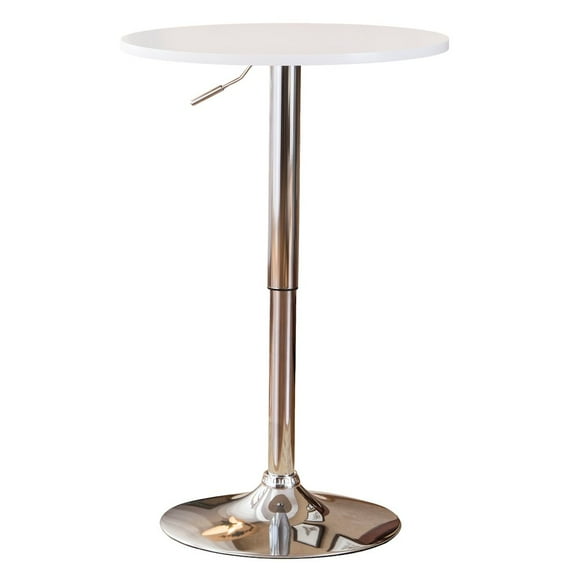Adjustable Wood and Metal Bar Table in White