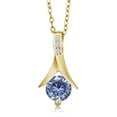 thumbnail image 3 of Gem Stone King 18K Yellow Gold Plated Silver Pendant and Earrings Jewelry Set Persian Blue and White Moissanite (2.45 Cttw), 3 of 5