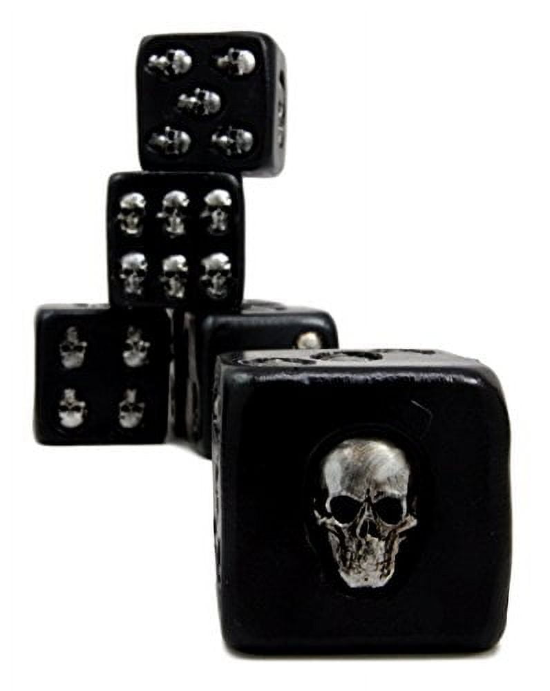 Atlantic Collectibles Large Decorative 1.5" Cube Skull Face Gaming Dice Set of 6 Matte Black Finish